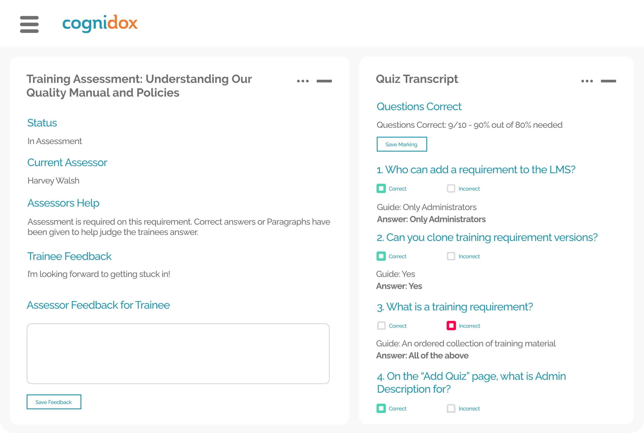 Cognidox LMS - training assessment